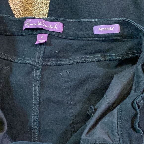 Gloria Vanderbilt Amanda Black Straight-Leg Pants Jeans Size 16 - Picture 6 of 12